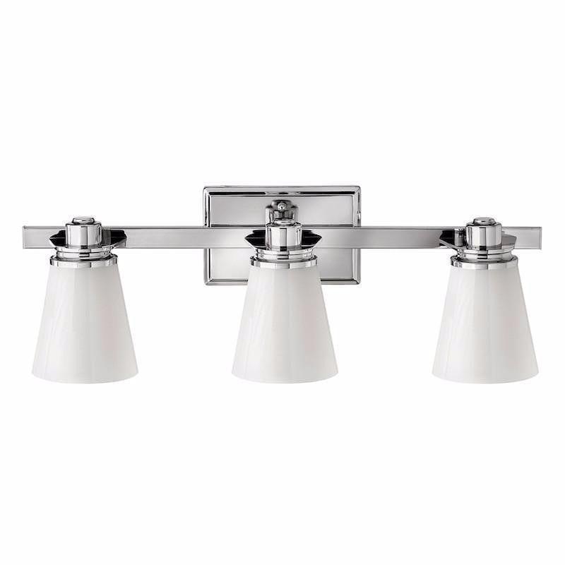Traditional Bathroom Lights - Hinkley Avon Polished Chrome Finish 3 Light Bathroom Above Mirror Light HK/AVON3 BATH