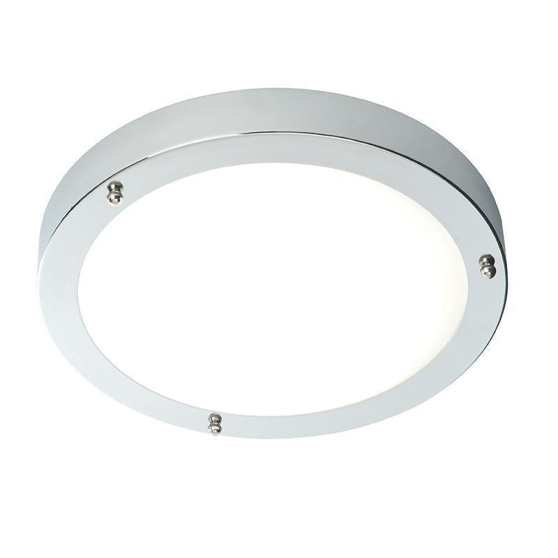 portico chrome finish and frosted glass flush led bathroom ceiling lightby saxby lighting