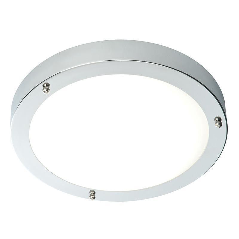 portico satin nickel finish and frosted glass flush bathroom ceiling lightby saxby lighting