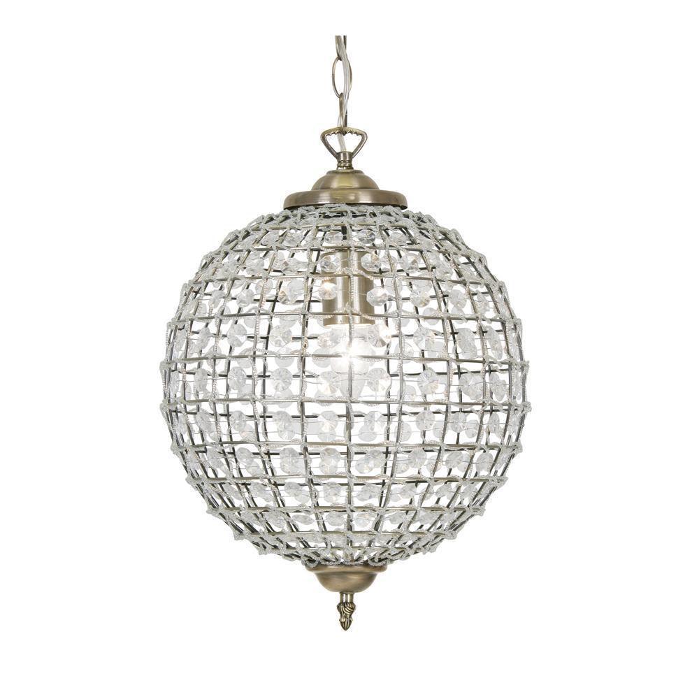 Traditional Ceiling Pendant Lights - Ballon 1 Light Antique Brass Pendant Ceiling Light 4530/30 AB