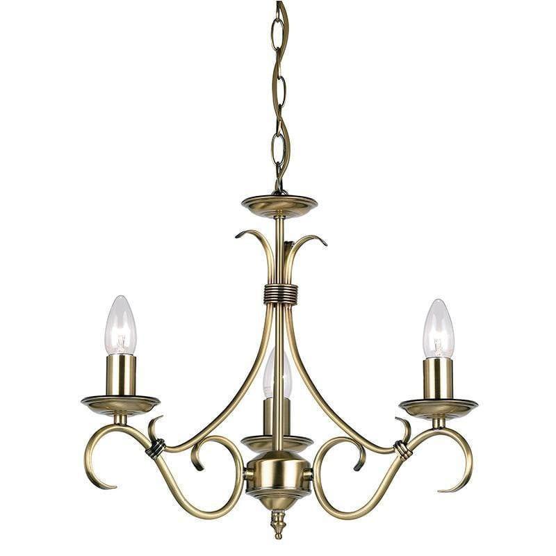 Traditional Ceiling Pendant Lights - Bernice Antique Brass Finish 3 Light Chandelier 2030-3AN 2030-3AN