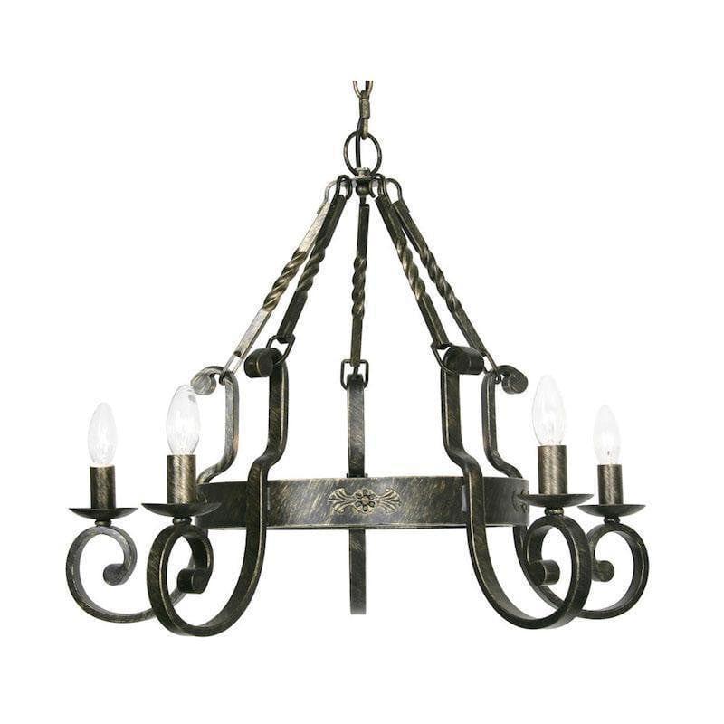 Traditional Ceiling Pendant Lights - Carlisle 5 Light Black Brushed Gold Pendant Ceiling Light 8675/5 BG