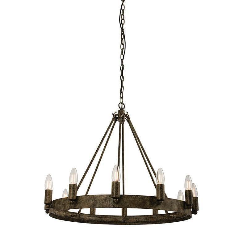 Traditional Ceiling Pendant Lights - Chevalier 12LT Aged Metal Pendant Ceiling Light 61026