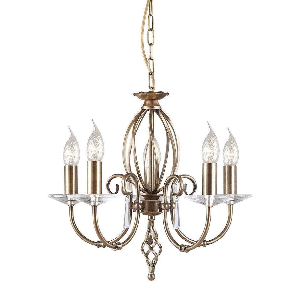 Traditional Ceiling Pendant Lights - Elstead Aegean Aged Brass 5lt Chandelier Ceiling Light AG5 Aged Brass