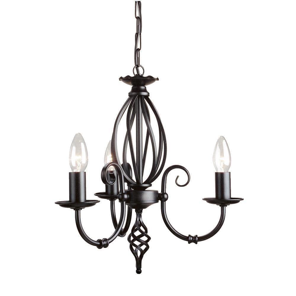 Traditional Ceiling Pendant Lights - Elstead Artisan Black 3lt Chandelier Ceiling Light ART3 BLACK