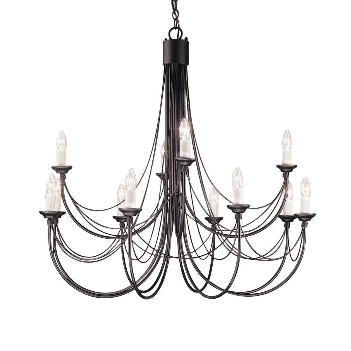 Traditional Ceiling Pendant Lights - Elstead Carisbrooke 12lt Chandelier Ceiling Light CB12 BLACK