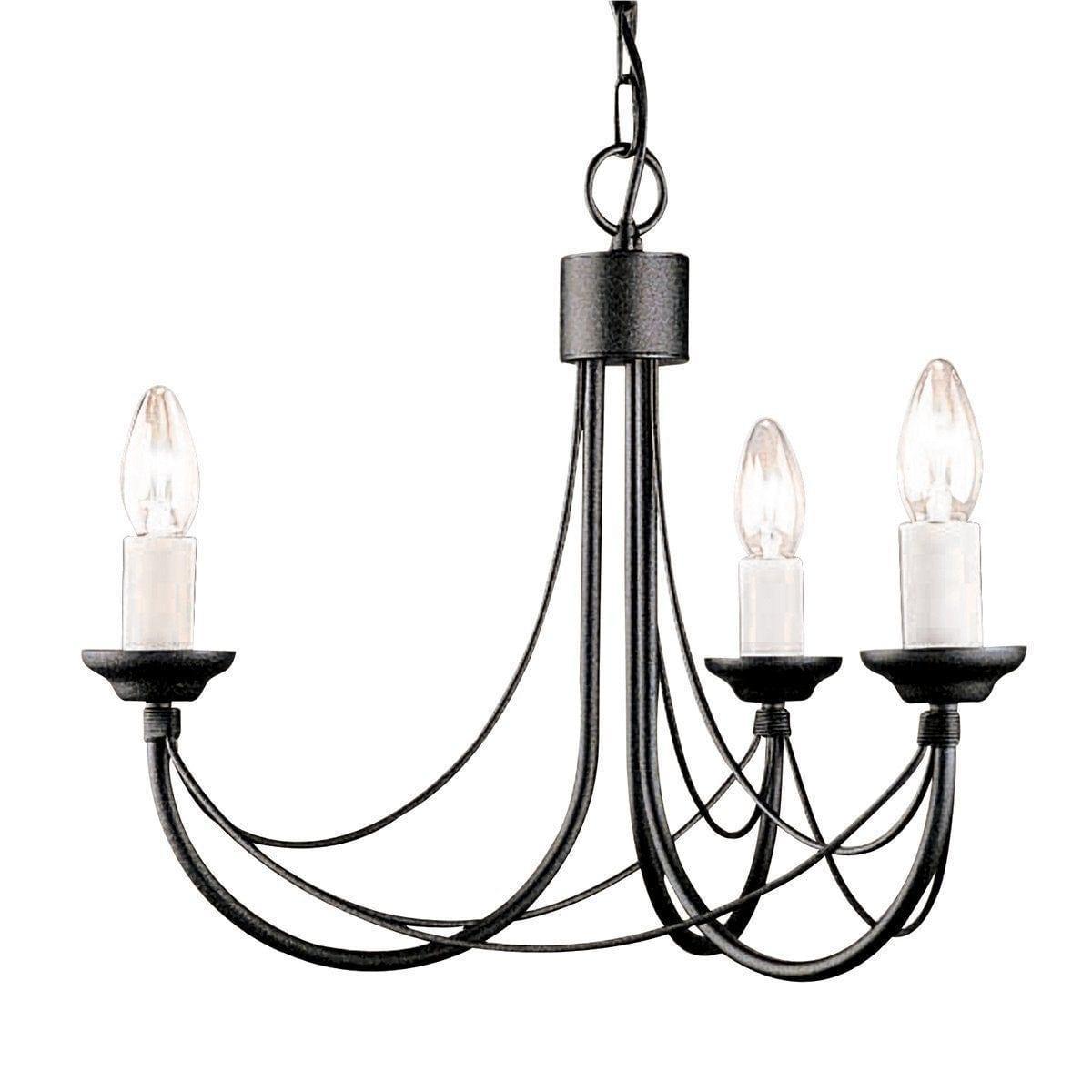 Traditional Ceiling Pendant Lights - Elstead Carisbrooke 3It Chandelier Ceiling Light CB3 BLACK