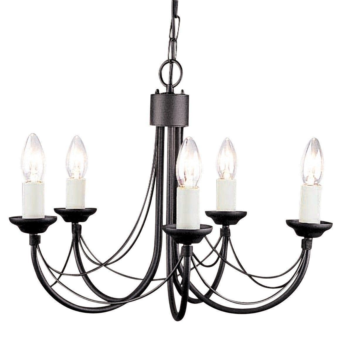 Traditional Ceiling Pendant Lights - Elstead Carisbrooke 5It Chandelier Ceiling Light CB5 BLACK