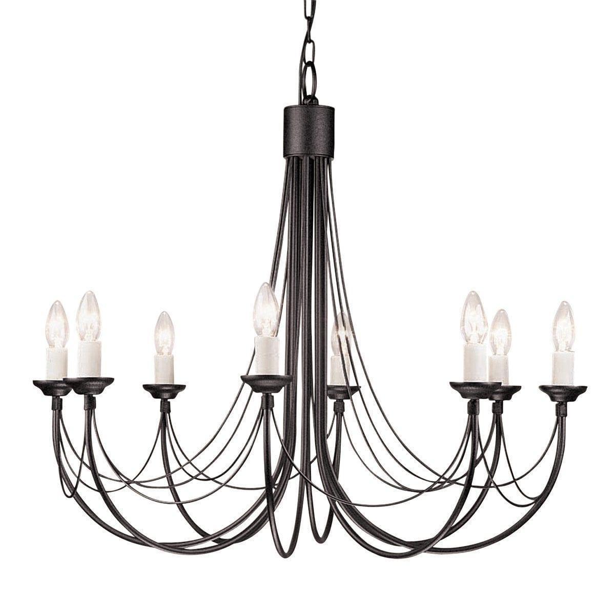 Traditional Ceiling Pendant Lights - Elstead Carisbrooke 8lt Chandelier Ceiling Light CB8 BLACK
