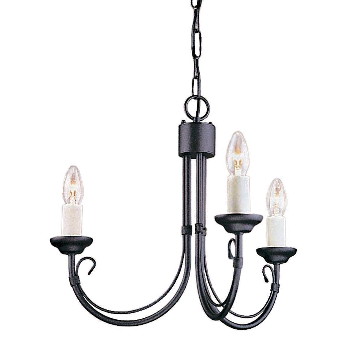 Traditional Ceiling Pendant Lights - Elstead Chartwell 3lt Chandelier Ceiling Light CH3 BLACK
