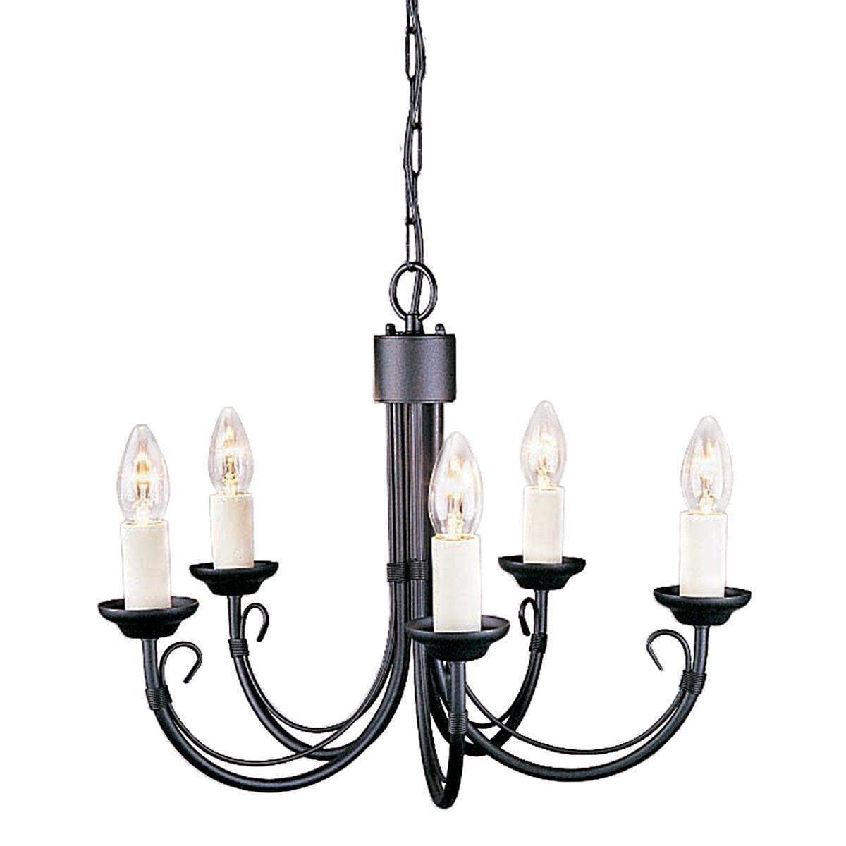 Traditional Ceiling Pendant Lights - Elstead Chartwell 5lt Chandelier Ceiling Light CH5 BLACK