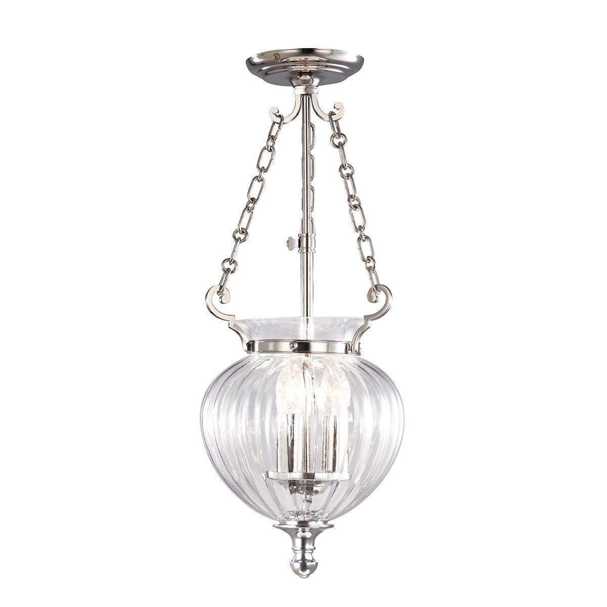 Traditional Ceiling Pendant Lights - Elstead Finsbury Park 3lt Small Lantern Ceiling Light FP/P/S POL NCKL