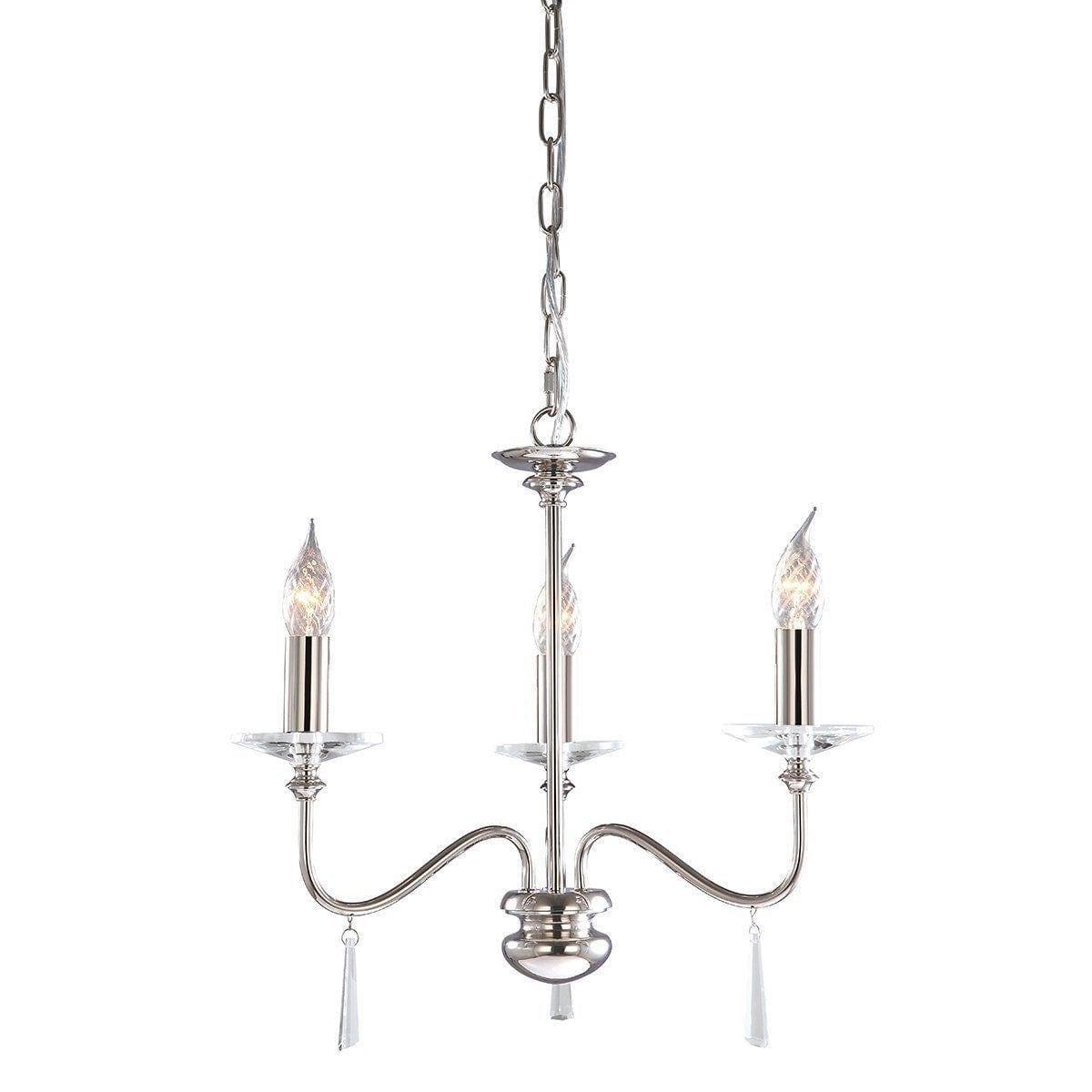 Traditional Ceiling Pendant Lights - Elstead Finsbury Park Polished Nickel 3lt Chandelier Ceiling Light FP3 POL NICKEL