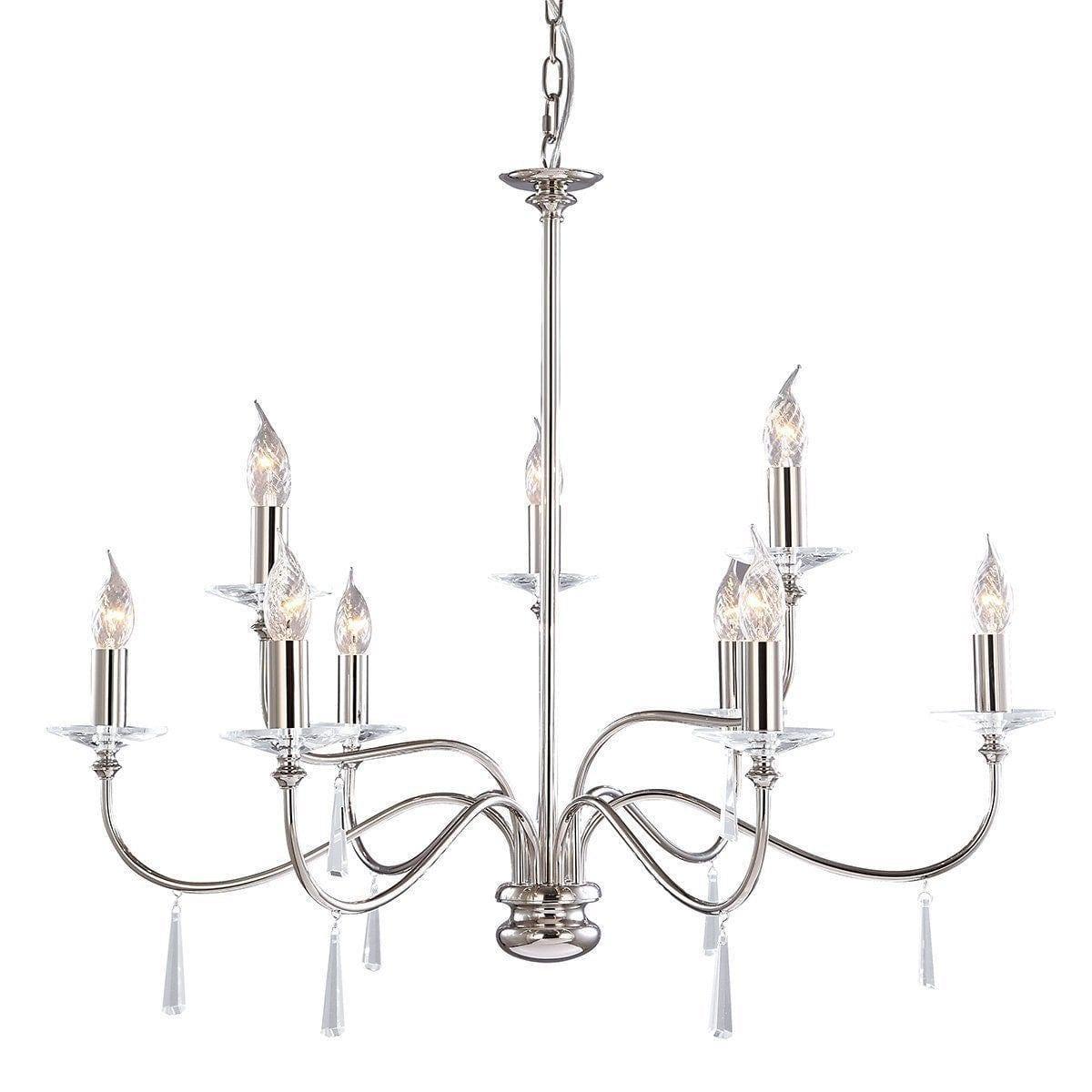 Traditional Ceiling Pendant Lights - Elstead Finsbury Park Polished Nickel 9lt Chandelier Ceiling Light FP9 POL NICKEL