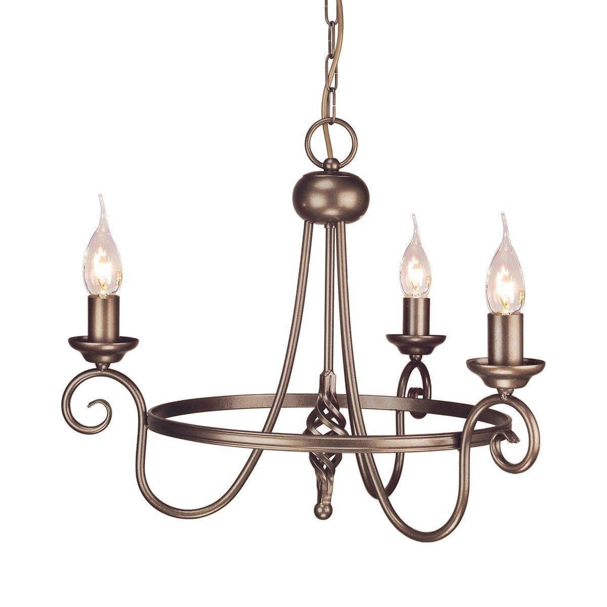 Traditional Ceiling Pendant Lights - Elstead Harlech Dark Bronze 3lt Chandelier Ceiling Light HR3A BRONZE