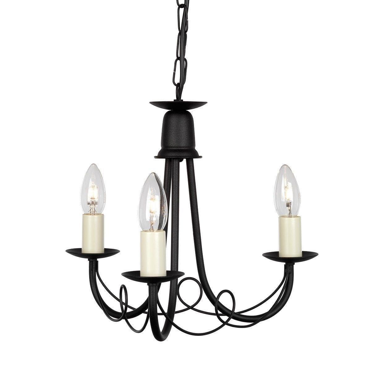 Traditional Ceiling Pendant Lights - Elstead Minister Black 3lt Chandelier Ceiling Light MN3 BLACK