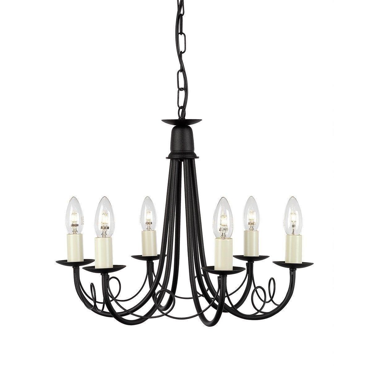 Traditional Ceiling Pendant Lights - Elstead Minister Black 6lt Chandelier Ceiling Light MN6 BLACK