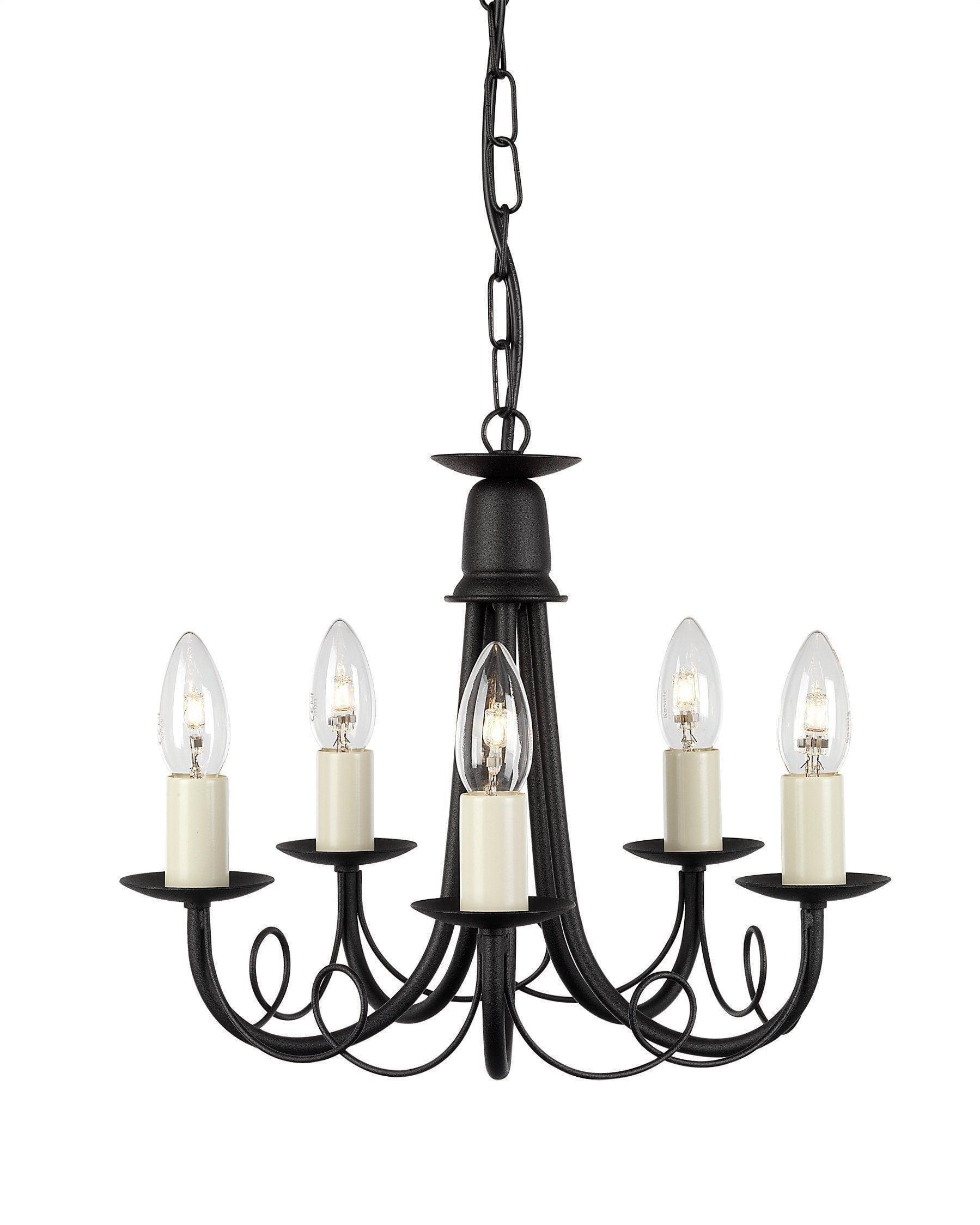 Traditional Ceiling Pendant Lights - Elstead Minister Black/Gold 5lt Chandelier Ceiling Light MN5 BLK/GOLD