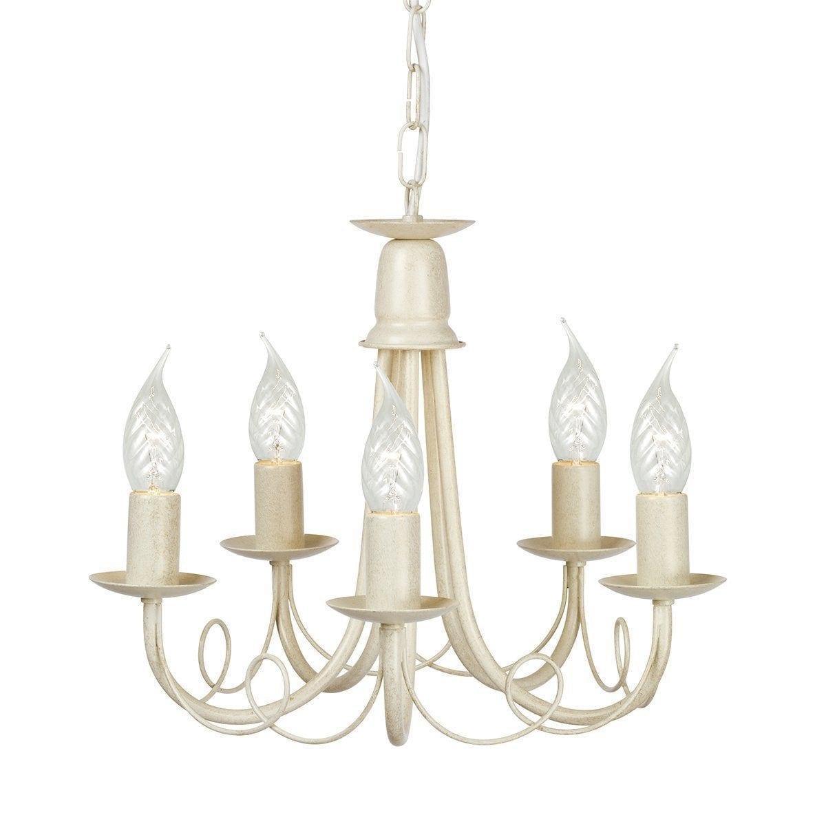 Traditional Ceiling Pendant Lights - Elstead Minister Ivory/Gold 5lt Chandelier Ceiling Light MN5 IV/GOLD