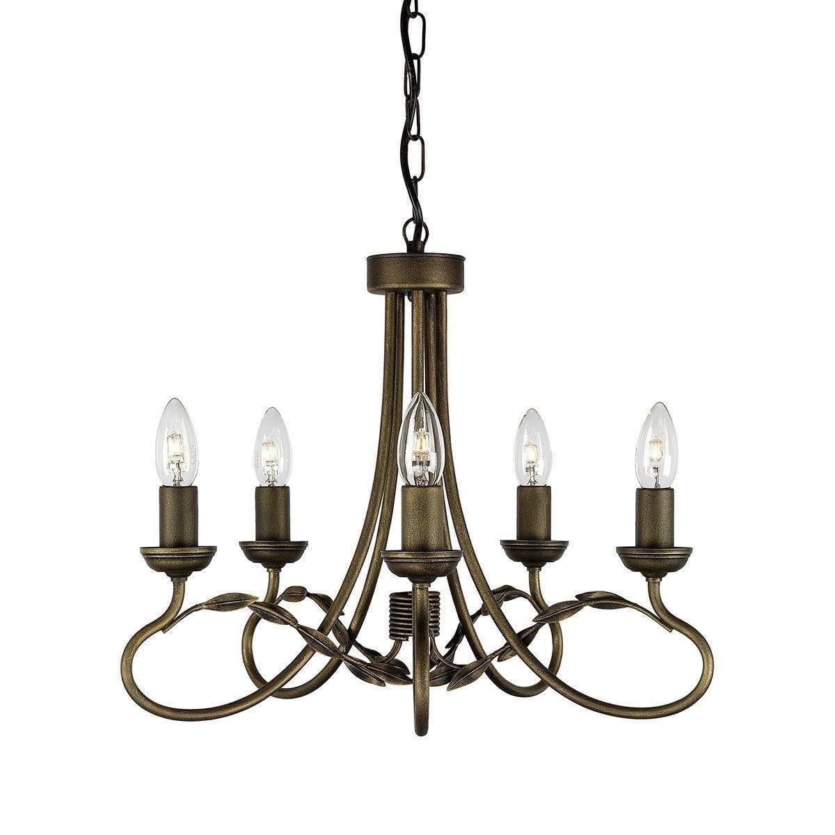 Traditional Ceiling Pendant Lights - Elstead Olivia Black/Gold 5lt Chandelier Ceiling Light OV5 BLK/GOLD