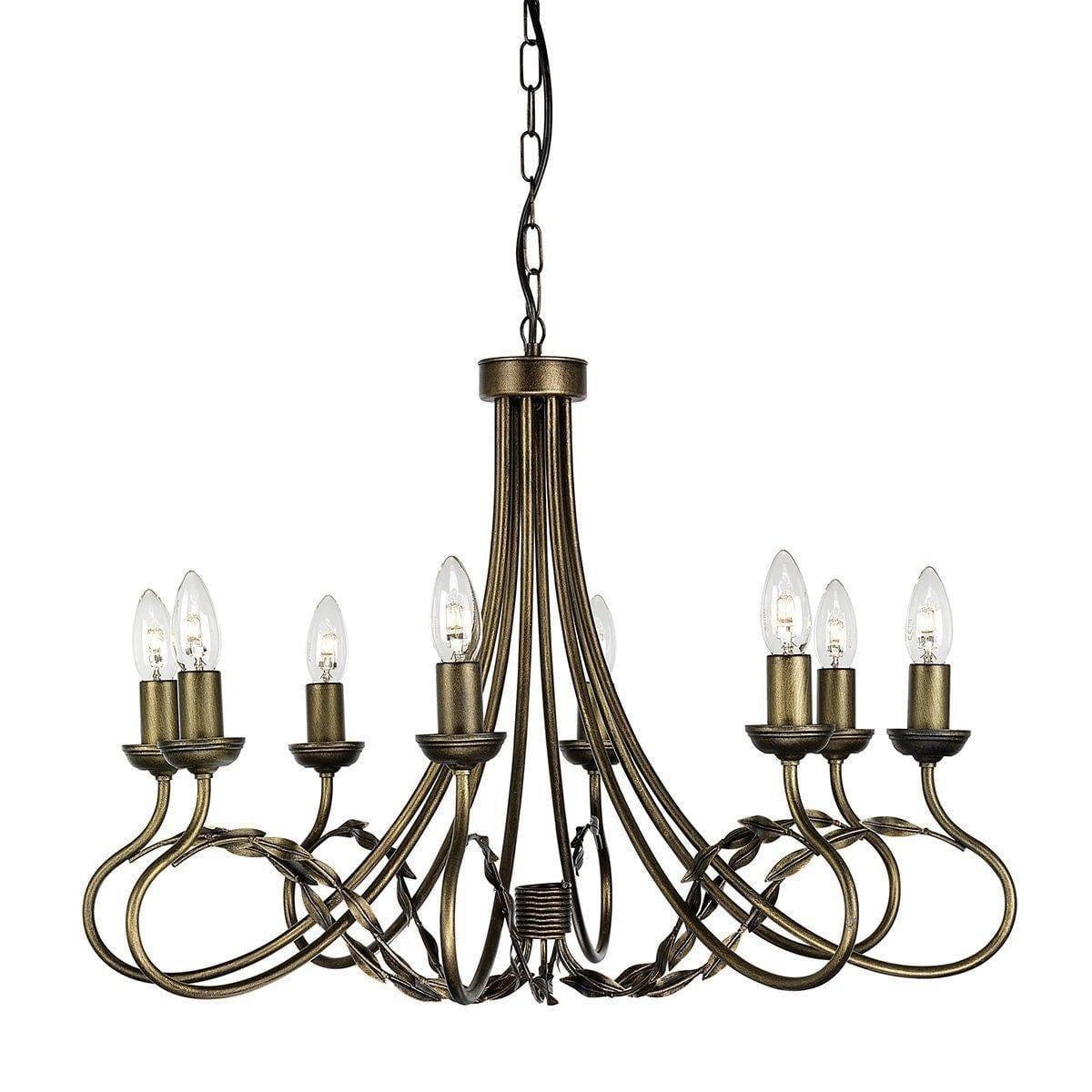 Traditional Ceiling Pendant Lights - Elstead Olivia Black/Gold 8lt Chandelier Ceiling Light OV8 BLK/GOLD