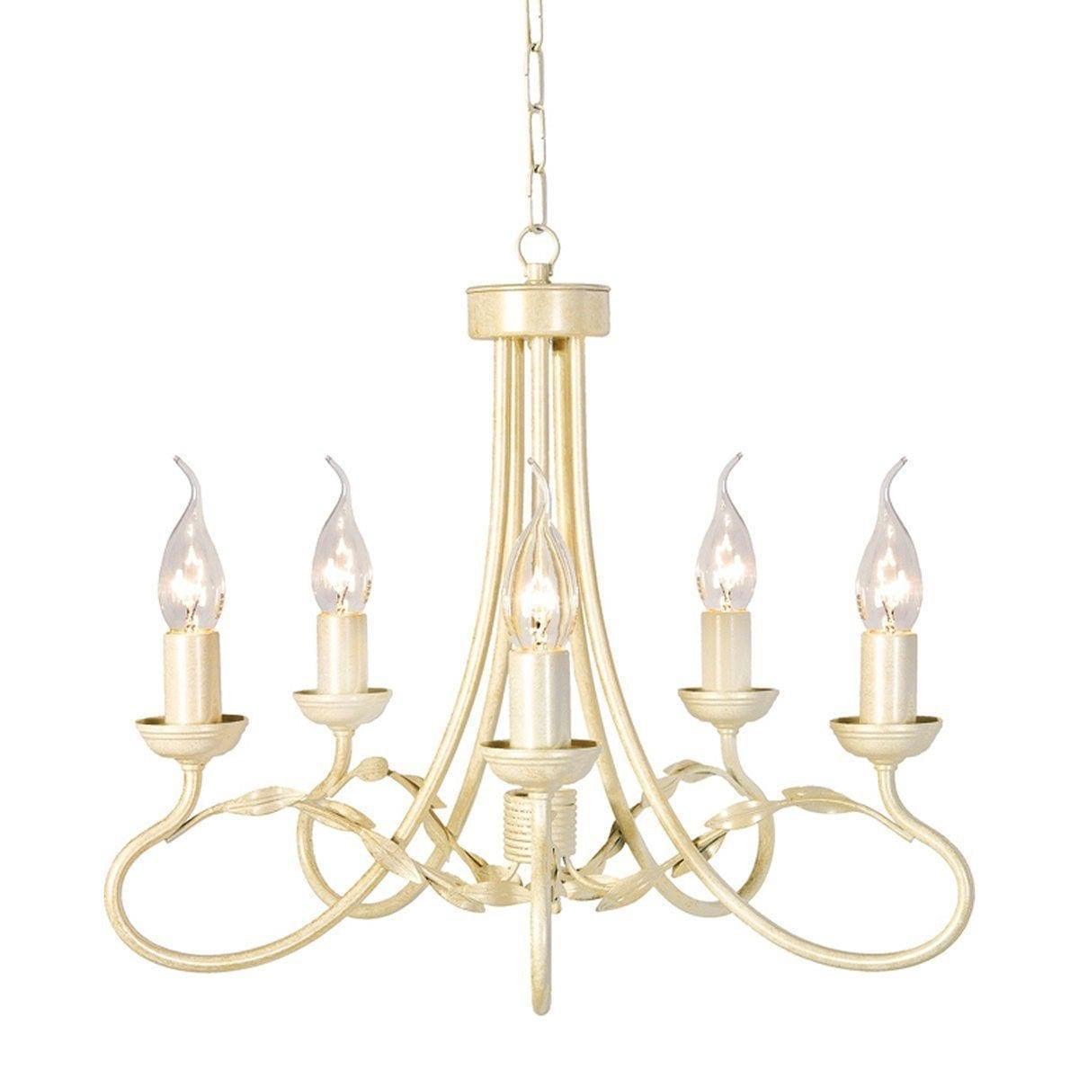 Traditional Ceiling Pendant Lights - Elstead Olivia Ivory/Gold 5lt Chandelier Ceiling Light OV5 IVORY/GOLD