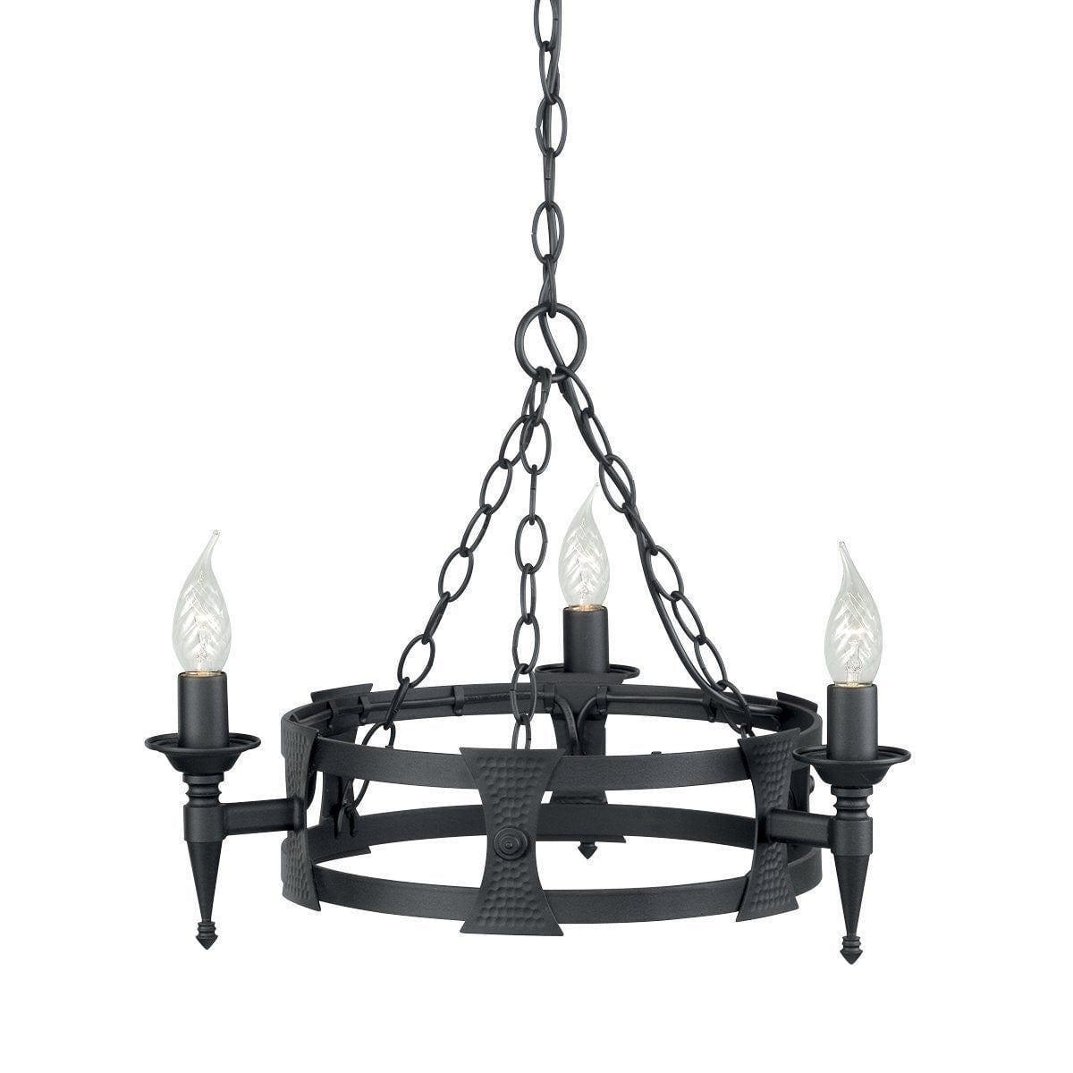 Traditional Ceiling Pendant Lights - Elstead Saxon 3lt Chandelier Ceiling Light SAX3 BLK