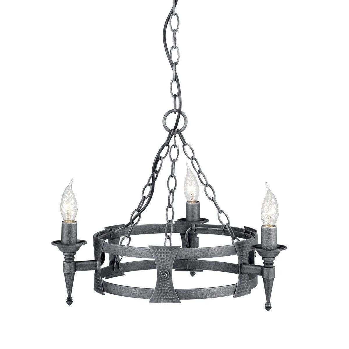 Traditional Ceiling Pendant Lights - Elstead Saxon 3lt Chandelier Ceiling Light SAX3 BLK/SIL