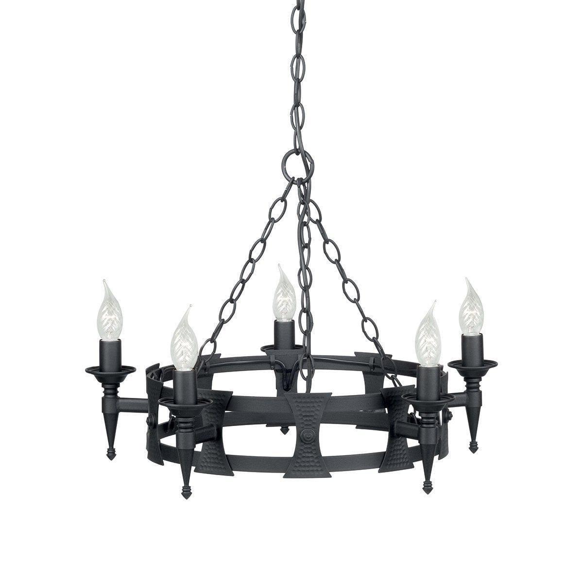 Traditional Ceiling Pendant Lights - Elstead Saxon 5lt Chandelier Ceiling Light SAX5 BLK