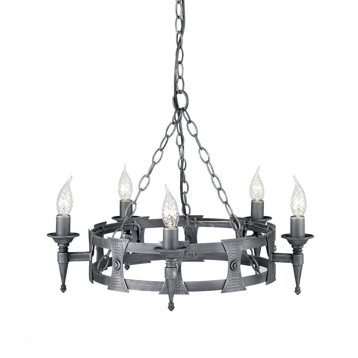 Traditional Ceiling Pendant Lights - Elstead Saxon 5lt Chandelier Ceiling Light SAX5 BLK/SIL