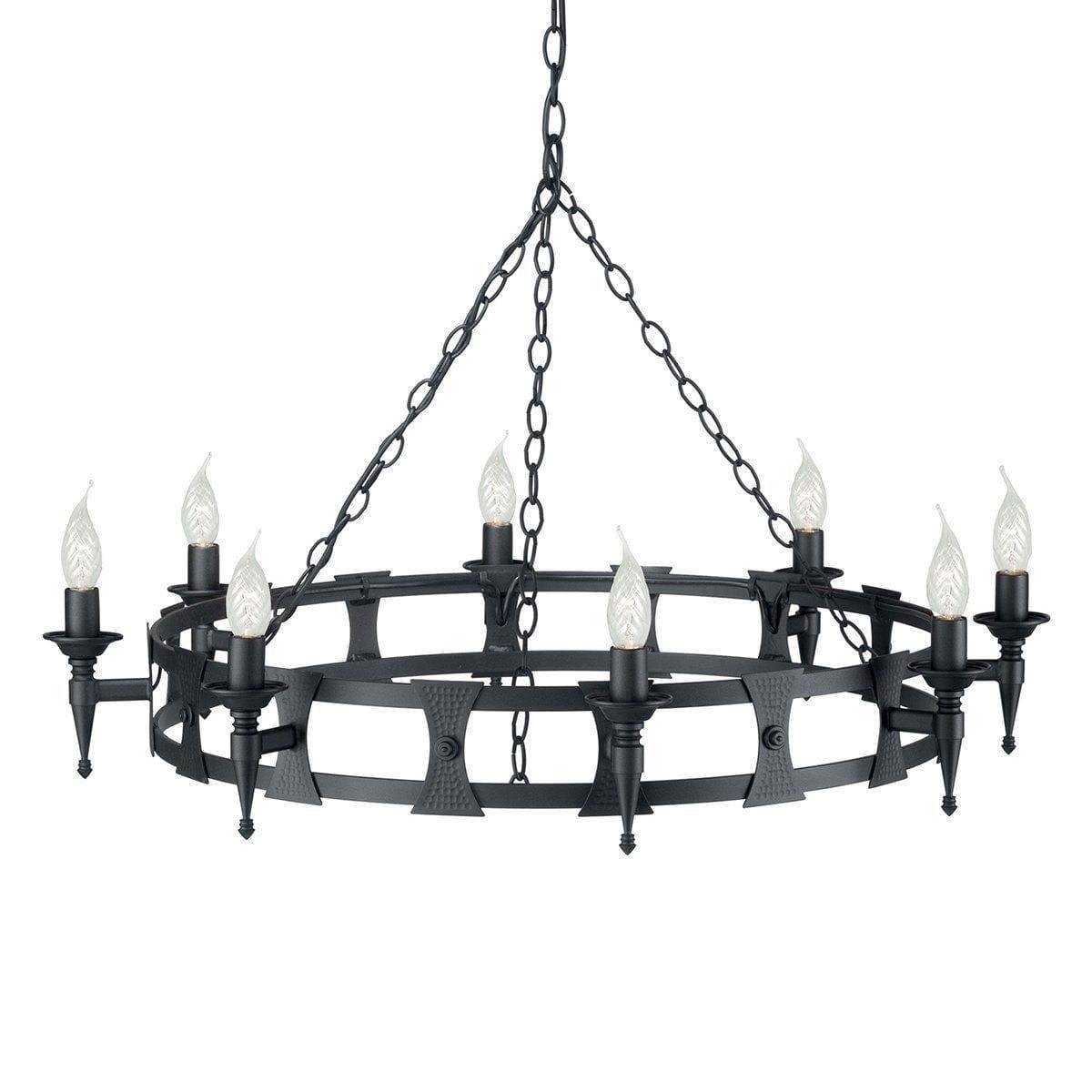 Traditional Ceiling Pendant Lights - Elstead Saxon 8lt Chandelier Ceiling Light SAX8 BLK