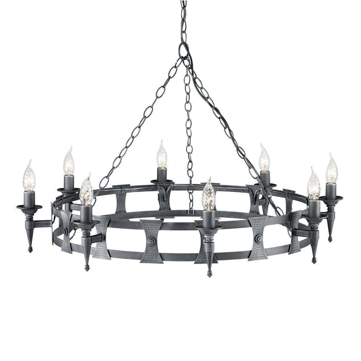 Traditional Ceiling Pendant Lights - Elstead Saxon 8lt Chandelier Ceiling Light SAX8 BLK/SIL