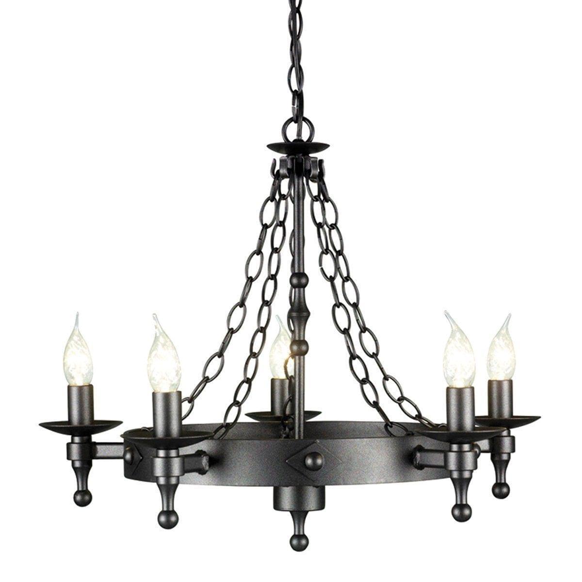 Traditional Ceiling Pendant Lights - Elstead Warwick 5It Chandelier Ceiling Light WR5 GRAPHITE