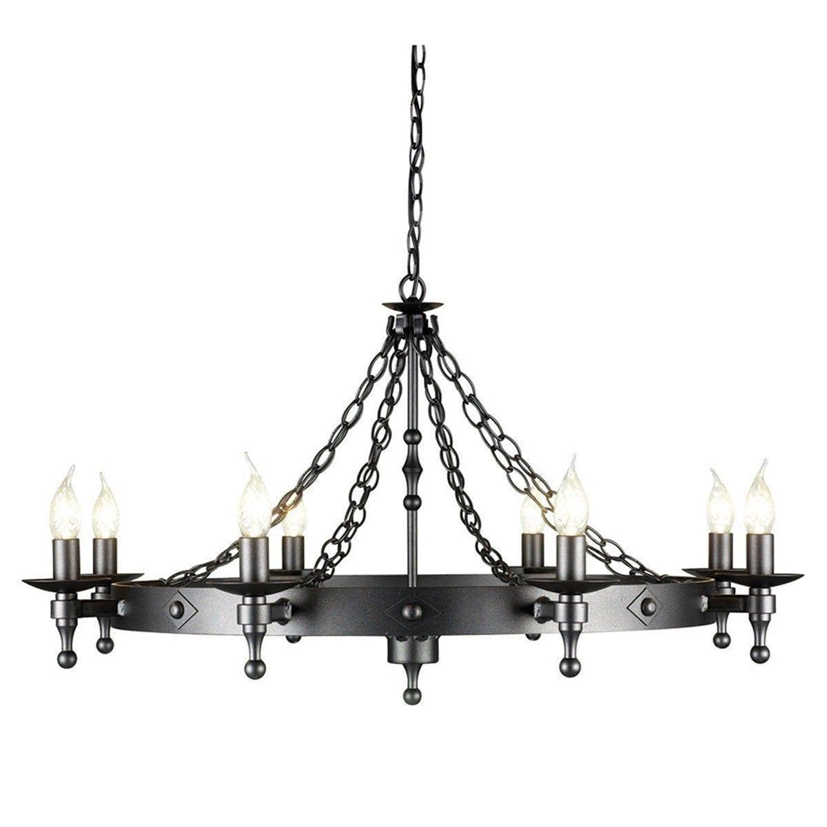 Traditional Ceiling Pendant Lights - Elstead Warwick 8It Chandelier Ceiling Light WR8 GRAPHITE