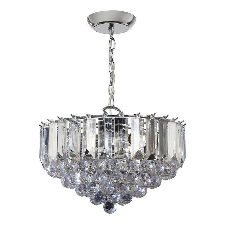 Traditional Ceiling Pendant Lights - Fargo Chrome Plate & Clear Acrylic 3LT Pendant Ceiling Light FARGO-14CH