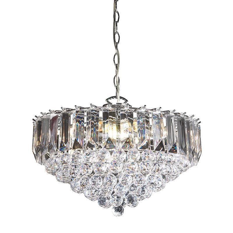Traditional Ceiling Pendant Lights - Fargo Chrome Plate & Clear Acrylic 6LT Pendant Ceiling Light FARGO-18CH
