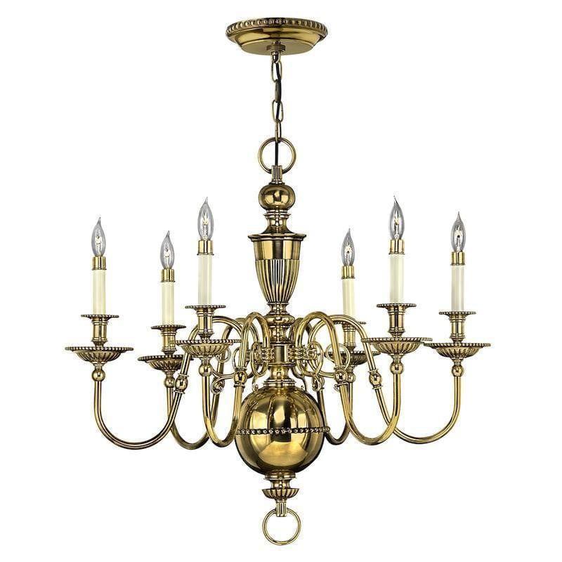 Traditional Ceiling Pendant Lights - Hinkley Cambridge 6It Chandelier Ceiling Light HK/CAMBRIDGE6