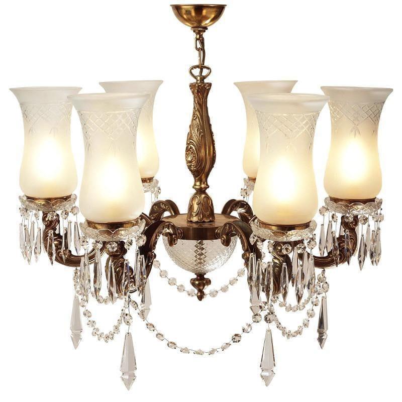 Traditional Ceiling Pendant Lights - Kansa Maharaja 6 Light Brass Chandelier MAH293
