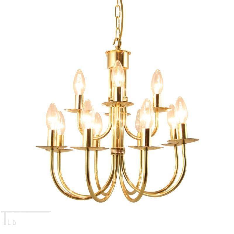 Traditional Ceiling Pendant Lights - Kansa Malmo Polished Brass 12 Light Chandelier MALMO39