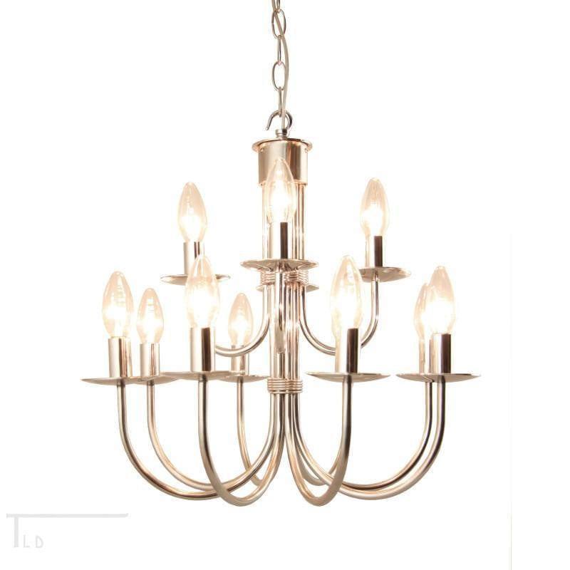 Traditional Ceiling Pendant Lights - Kansa Malmo Stainless Steel 12 Light Chandelier MALMO32