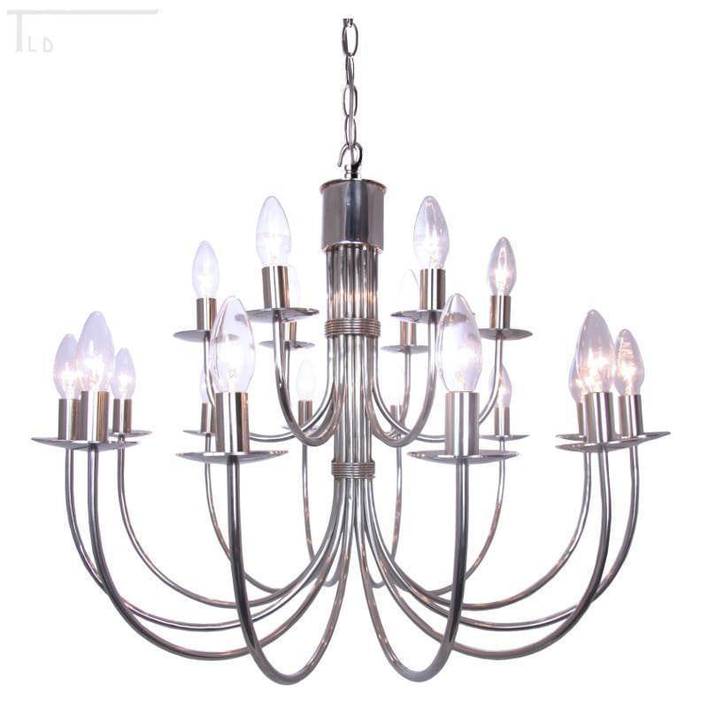 Traditional Ceiling Pendant Lights - Kansa Malmo Stainless Steel 18 Light Chandelier MALMO84