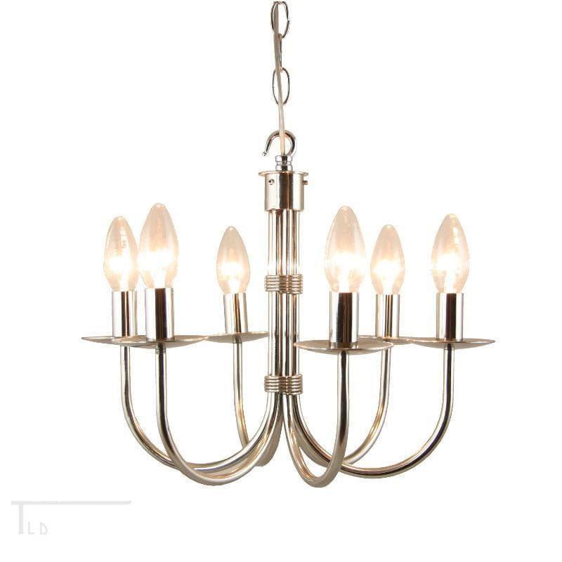 Traditional Ceiling Pendant Lights - Kansa Malmo Stainless Steel 6 Light Chandelier MALMO66