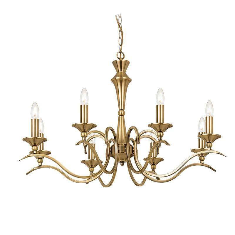 Traditional Ceiling Pendant Lights - Kora Antique Brass Finish 8 Light Chandelier KORA-8AB
