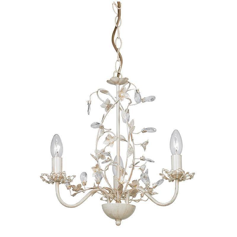 Traditional Ceiling Pendant Lights - Lullaby Cream And Gold Painted 3 Light Chandelier LULLABY-3CR