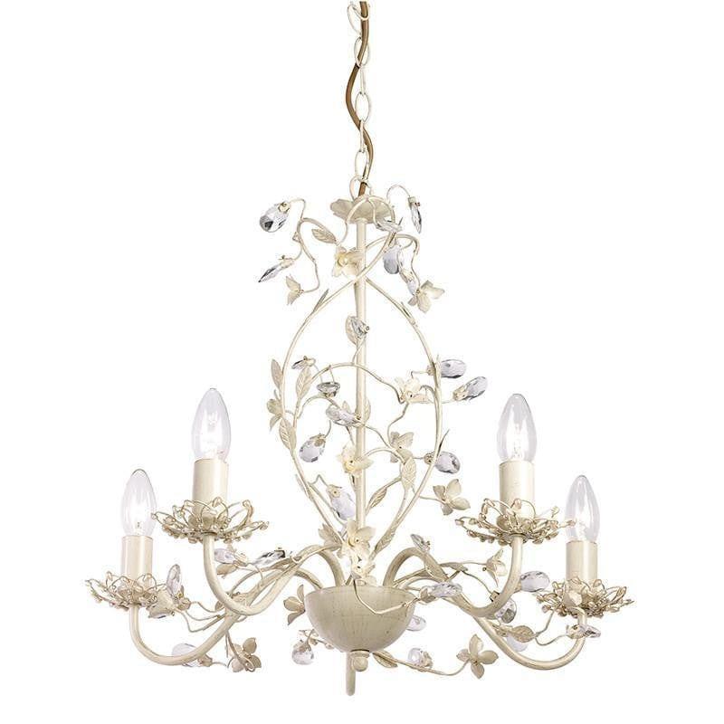 Traditional Ceiling Pendant Lights - Lullaby Cream And Gold Painted 5 Light Chandelier LULLABY-5CR