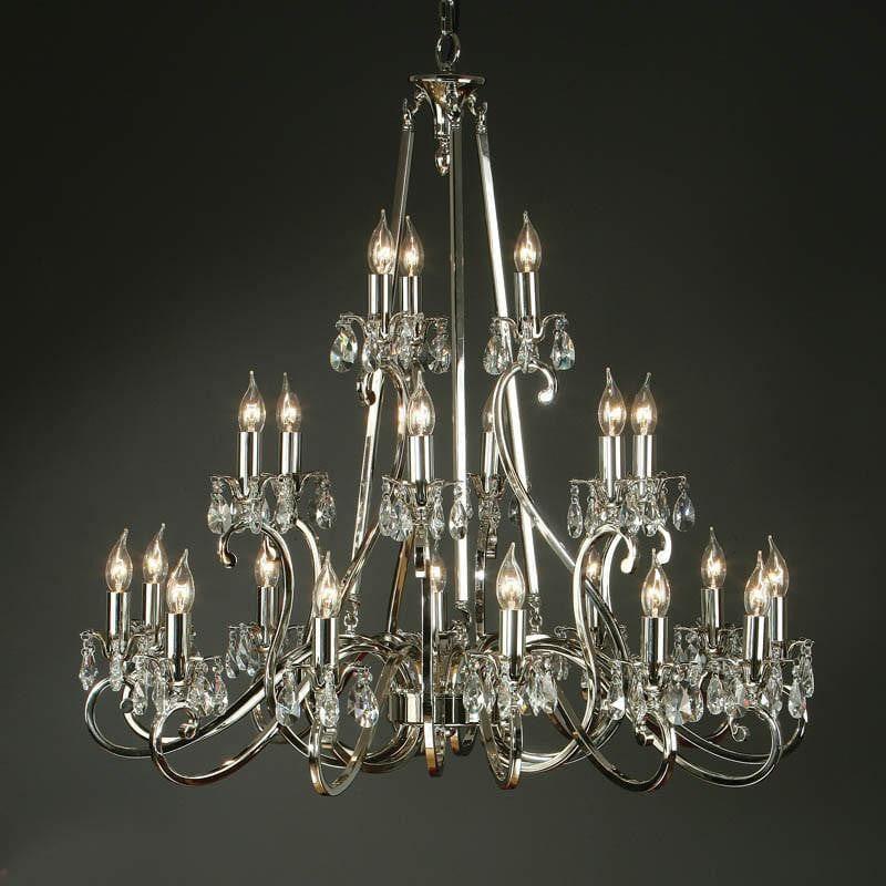 Traditional Ceiling Pendant Lights - Oksana Polished Nickel Finish 21 Light Chandelier UL1P21N