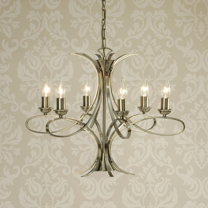 Traditional Ceiling Pendant Lights - Penn 6 Light Brushed Brass Finish Chandelier CA7P6BB