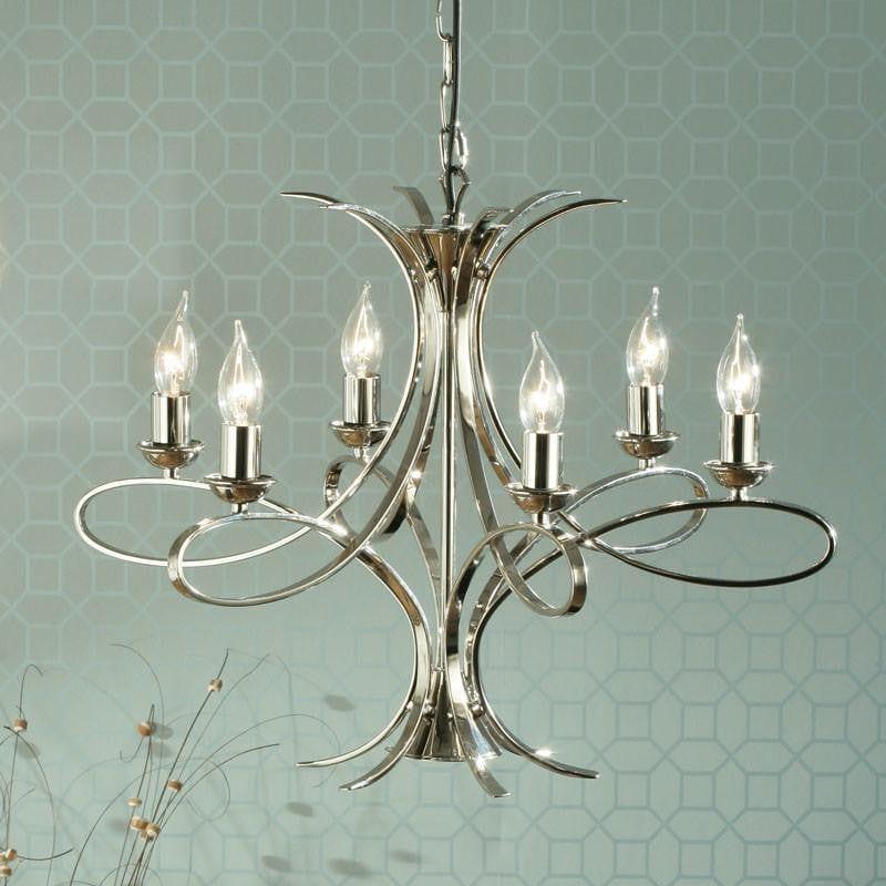 Traditional Ceiling Pendant Lights - Penn 6 Light Polished Nickel Finish Chandelier CA7P6N