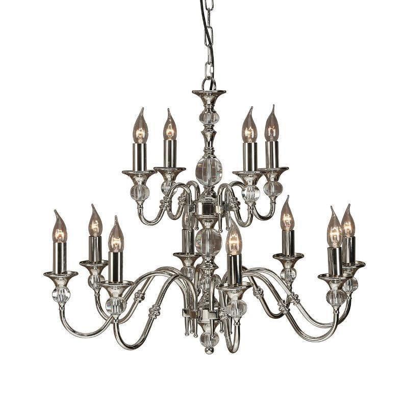 Traditional Ceiling Pendant Lights - Polina 12 Light Polished Nickel Finish Chandelier LX124P12N