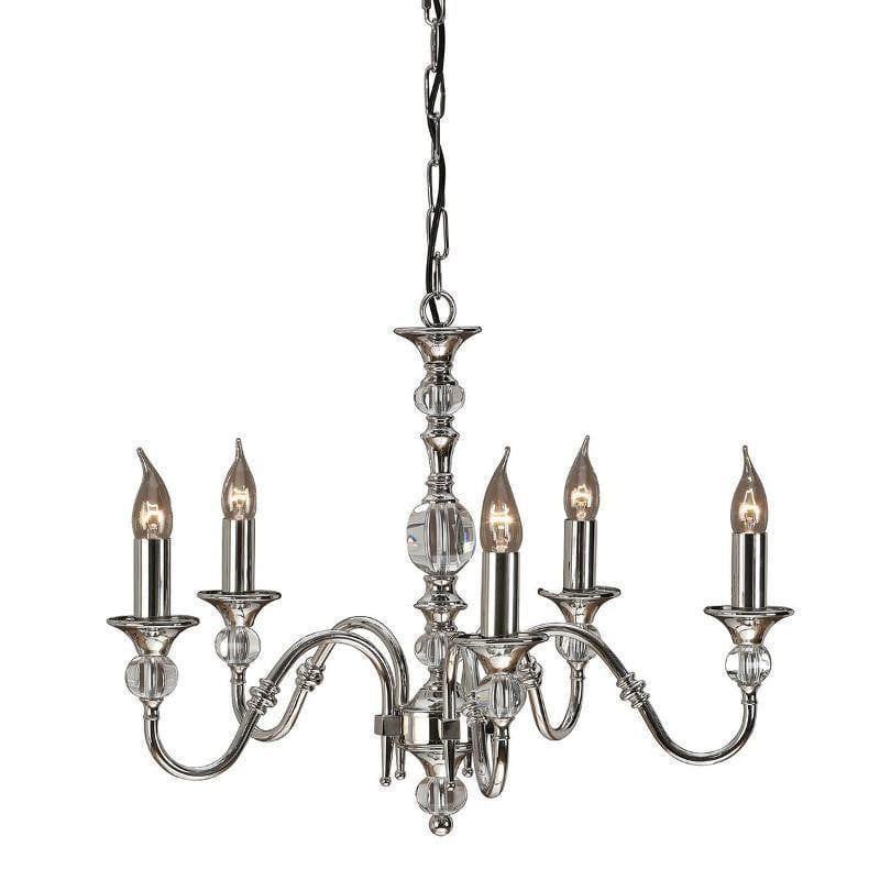 Traditional Ceiling Pendant Lights - Polina 5 Light Polished Nickel Finish Chandelier LX124P5N